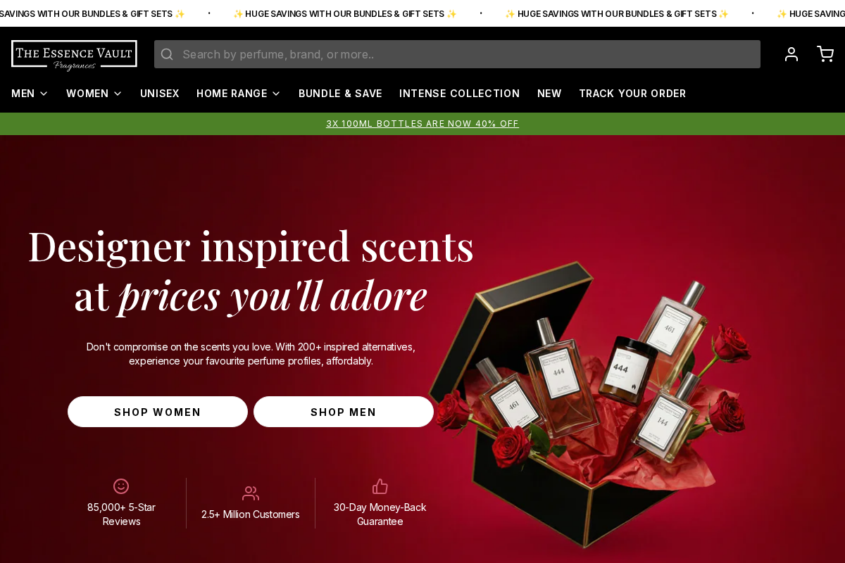 The Essence Vault homepage screenshot