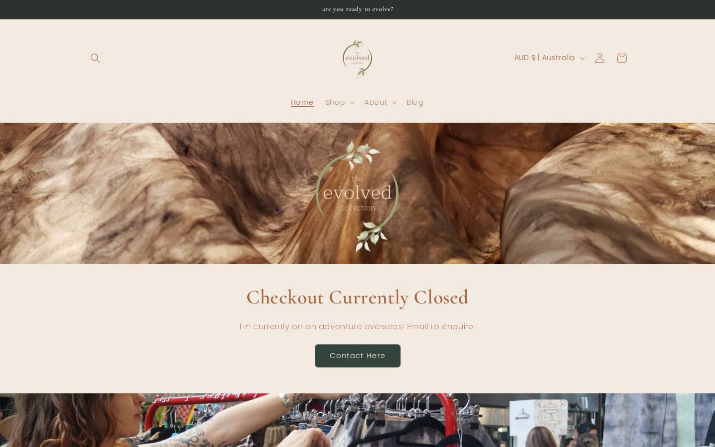 theevolvedcollection.com homepage screenshot