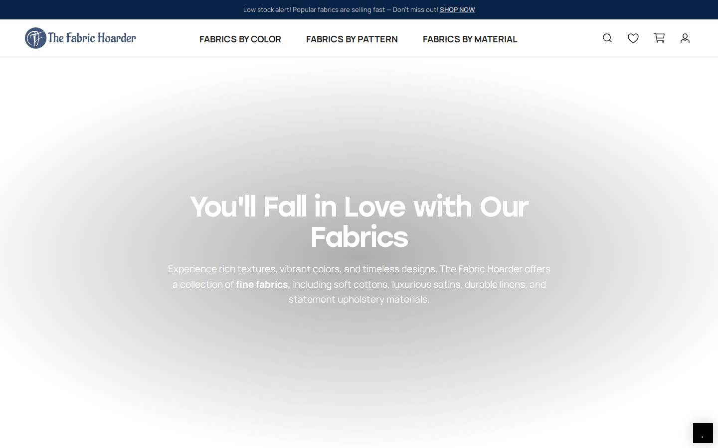 thefabrichoarder.com homepage screenshot