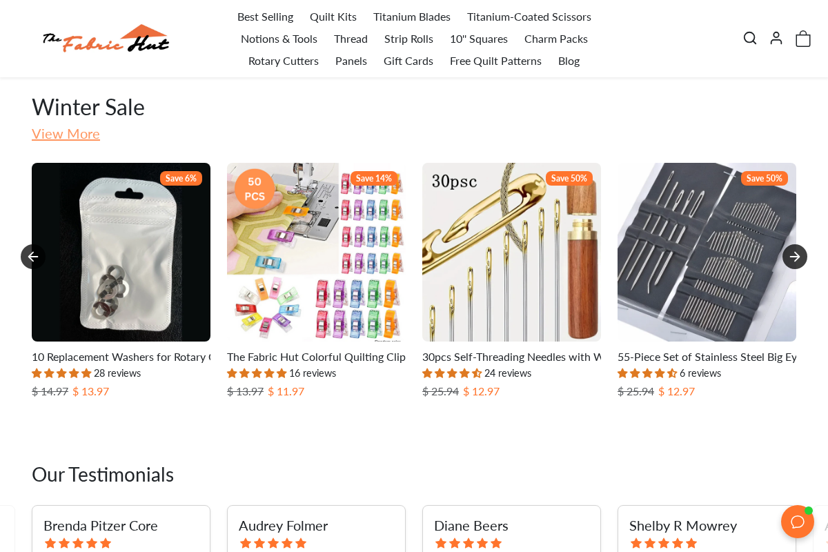 The Fabric Hut homepage screenshot