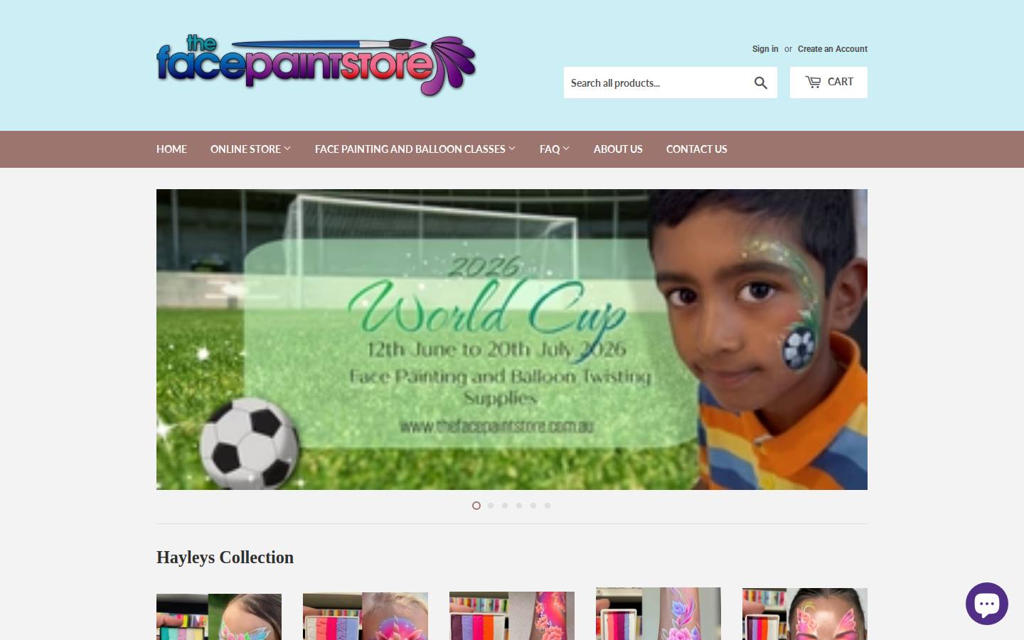 thefacepaintstore.com.au homepage screenshot