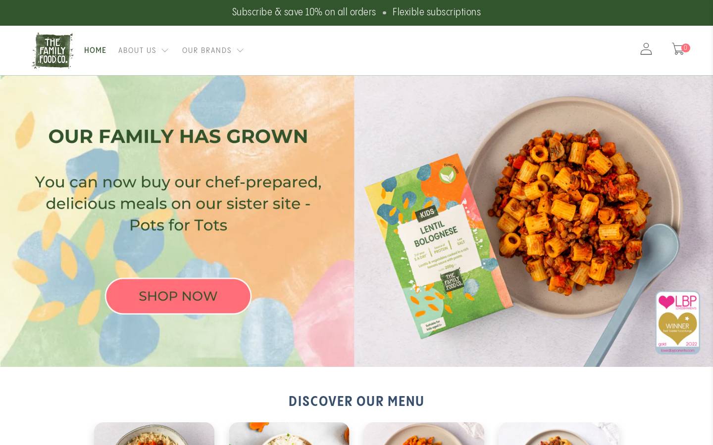 The Family Food Co. homepage screenshot