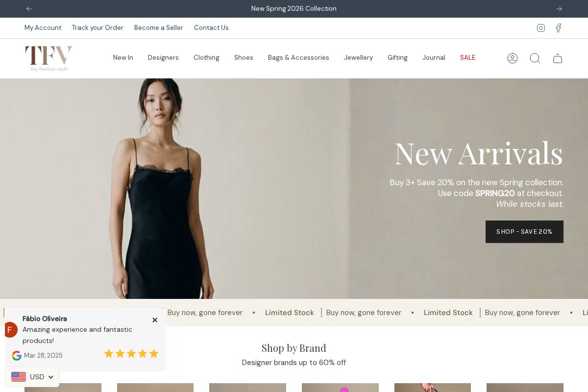 Thefashionvault homepage screenshot