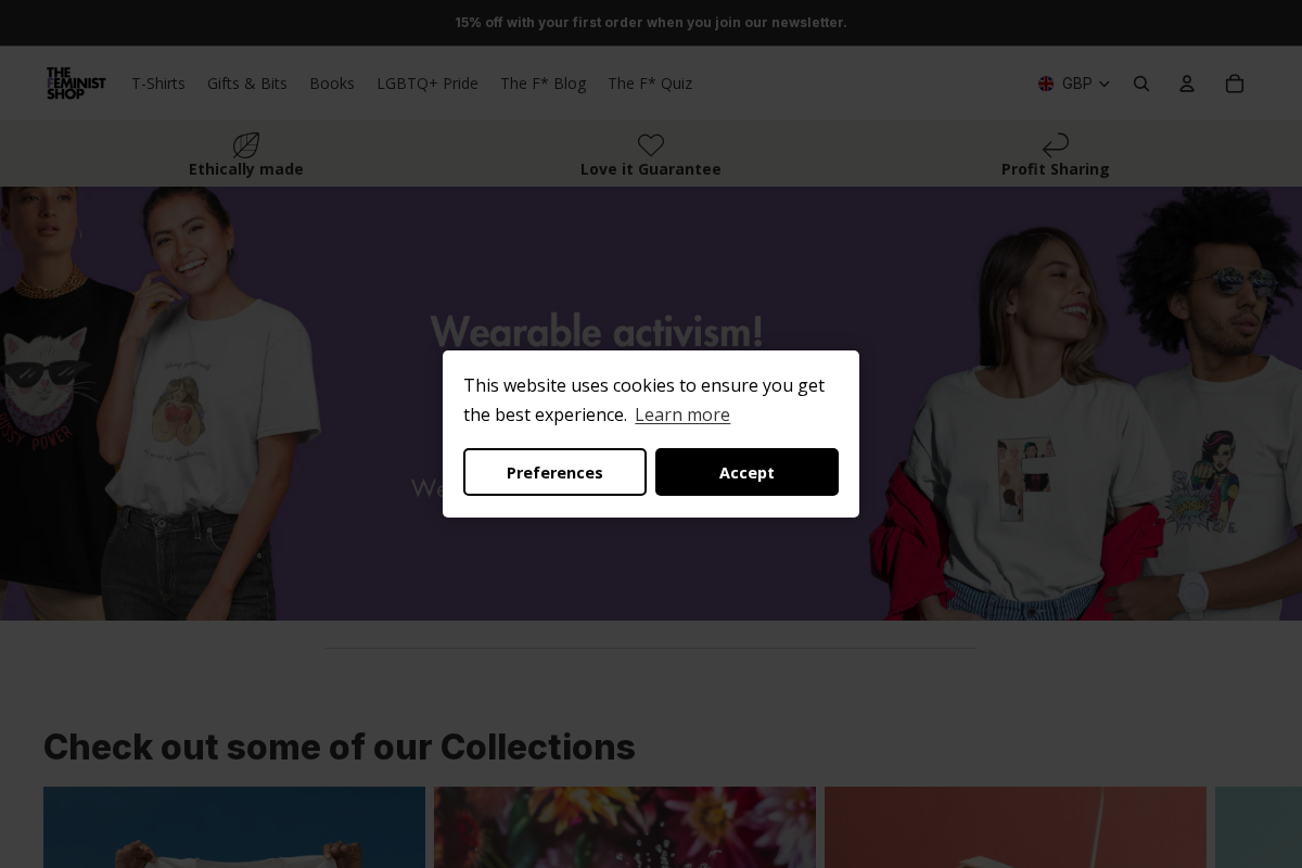 The Feminist Shop homepage screenshot