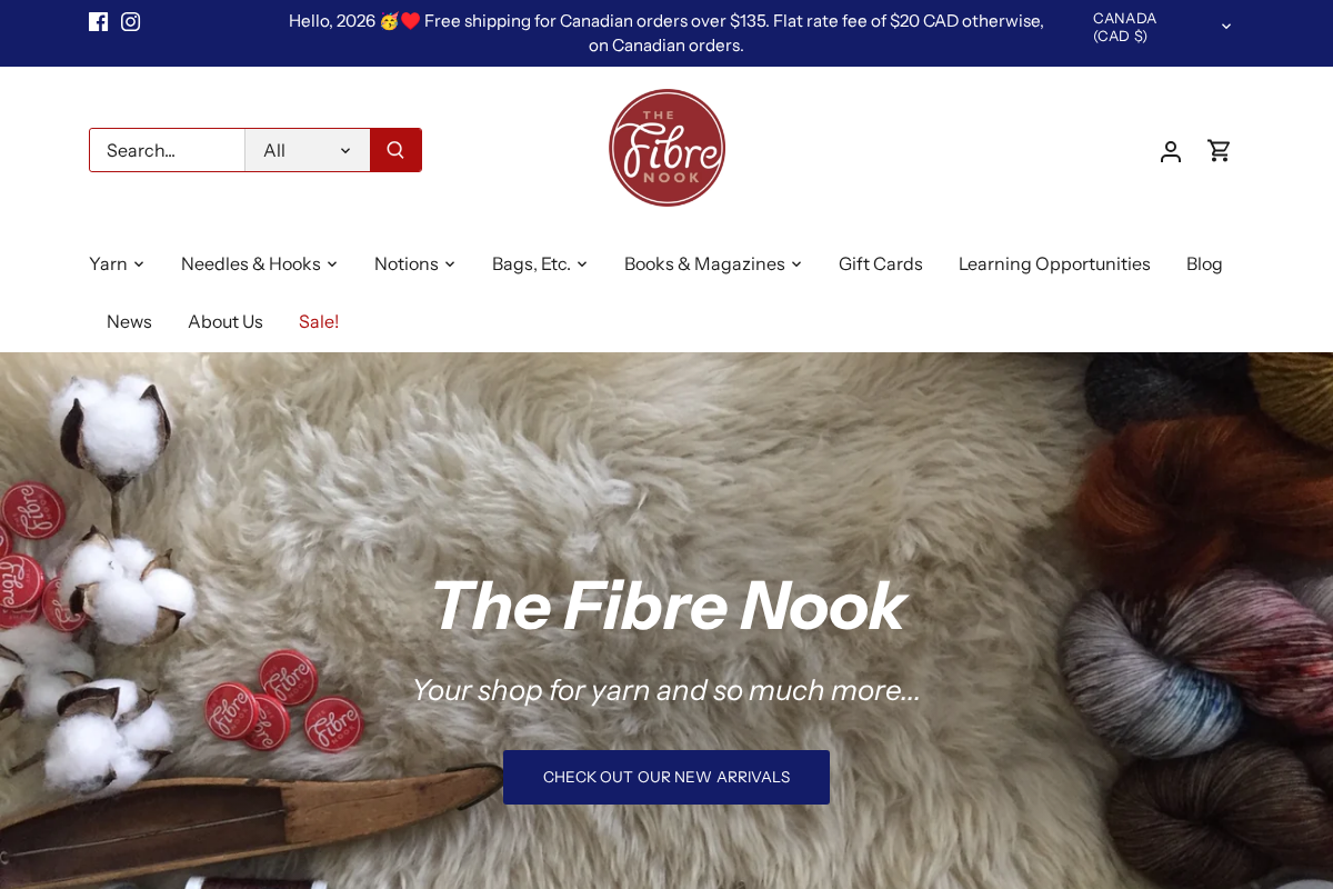 The Fibre Nook homepage screenshot