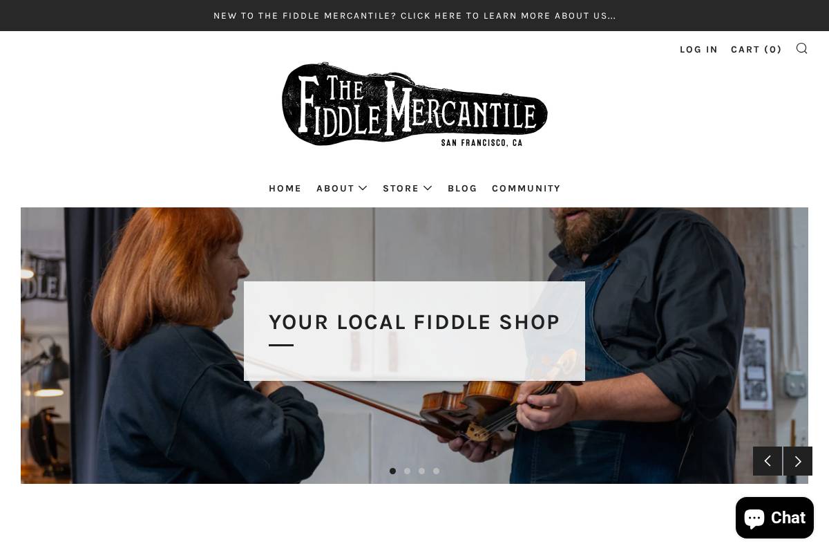 thefiddlemercantile.com homepage screenshot