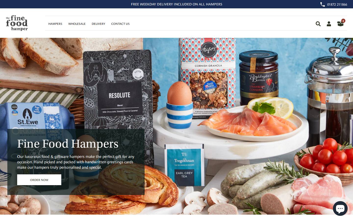 thefinefoodhamper.com homepage screenshot