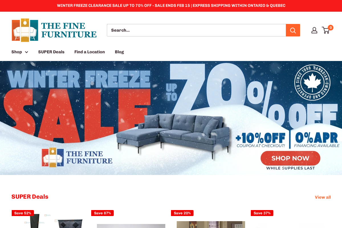The Fine Furniture homepage screenshot