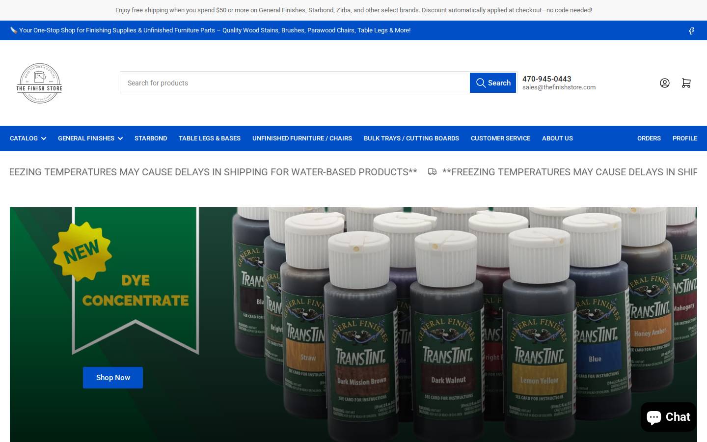 thefinishstore.com homepage screenshot