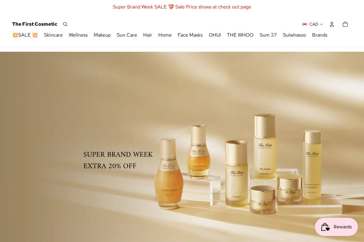 thefirstcosmetic.com homepage screenshot