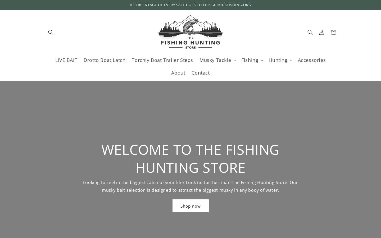 thefishinghuntingstore.com homepage screenshot