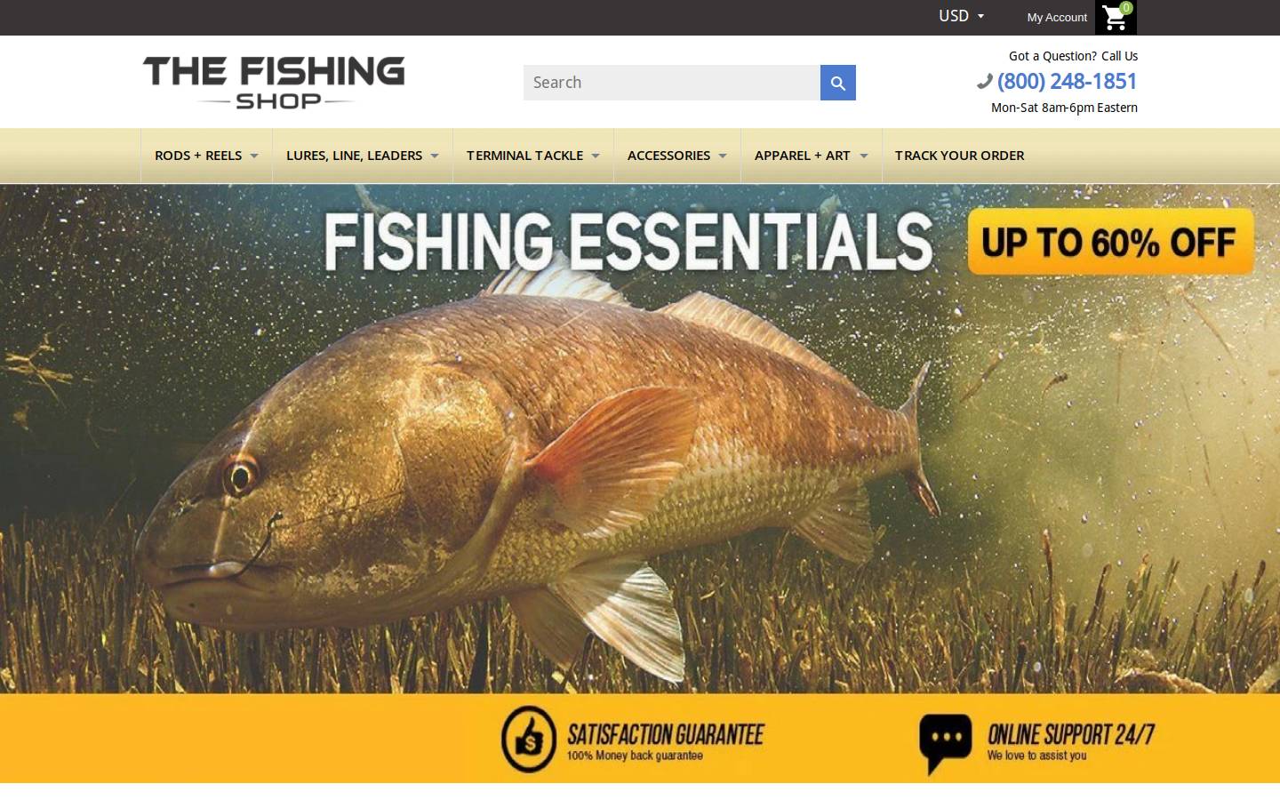 thefishingshop.com homepage screenshot