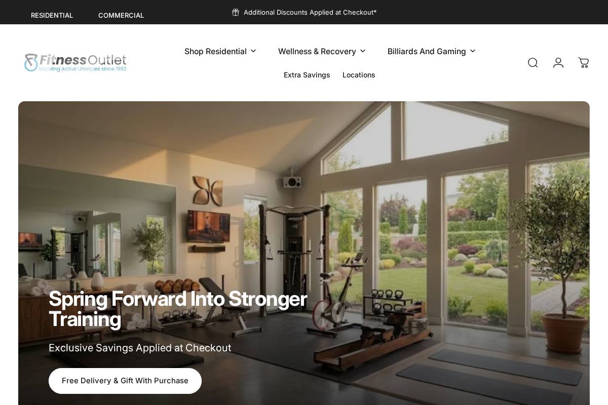 The Fitness Outlet homepage screenshot