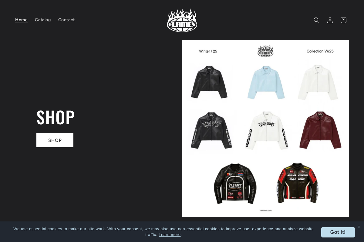 THE FLAMES homepage screenshot