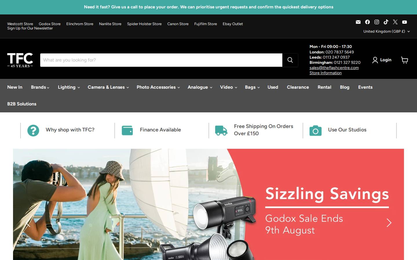 The Flash Centre homepage screenshot