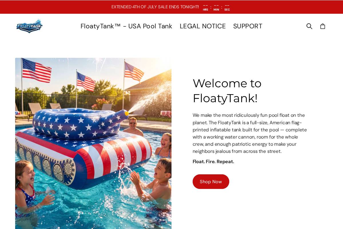 thefloatytank.com homepage screenshot