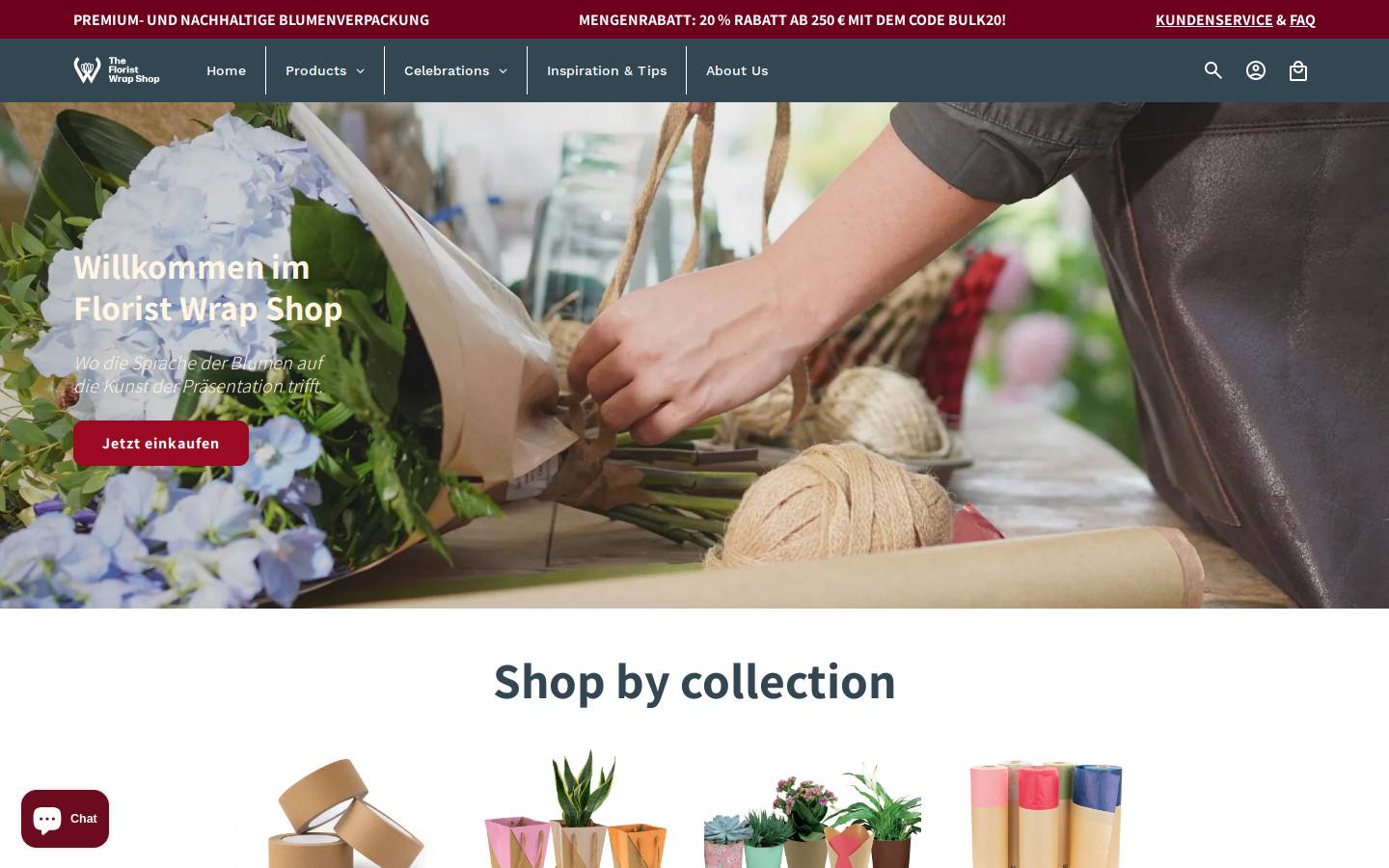 The Florist Wrap Shop homepage screenshot