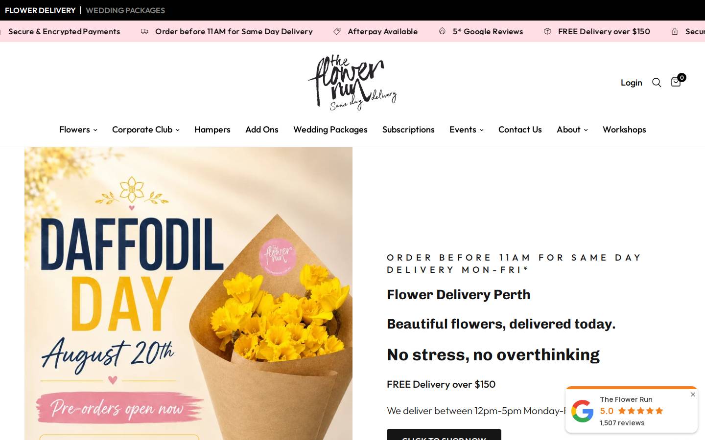 theflowerrun.com.au homepage screenshot