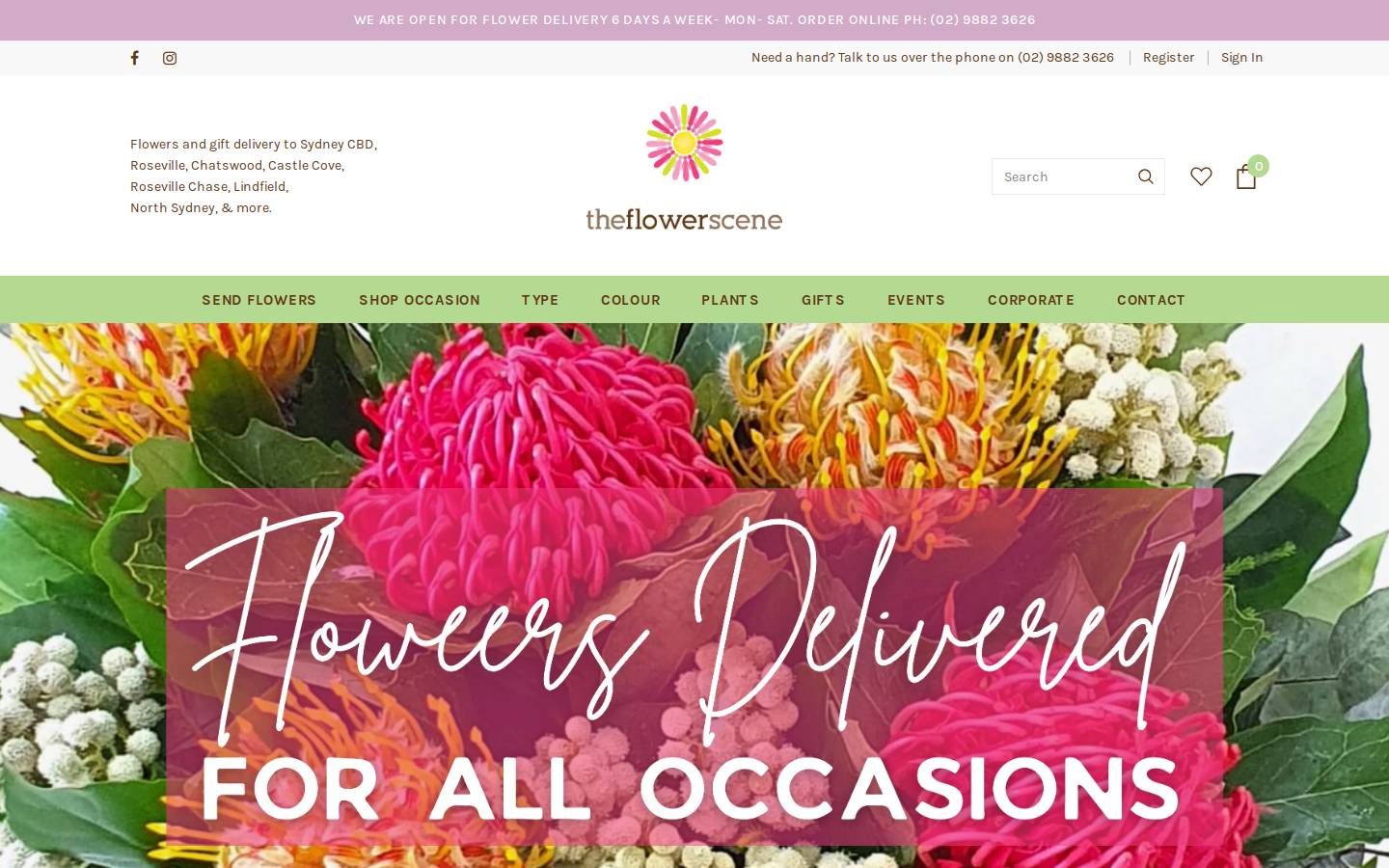 theflowerscene.com.au homepage screenshot