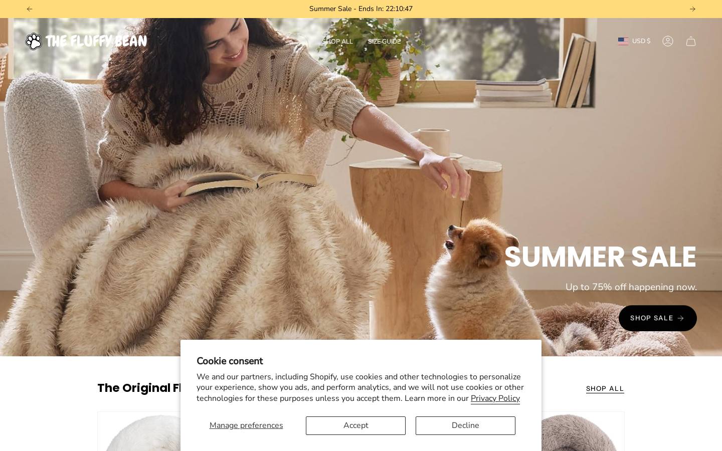 thefluffybean.com homepage screenshot
