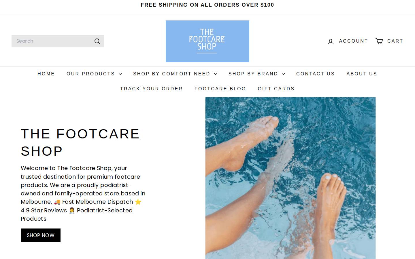 thefootcareshop.com.au homepage screenshot