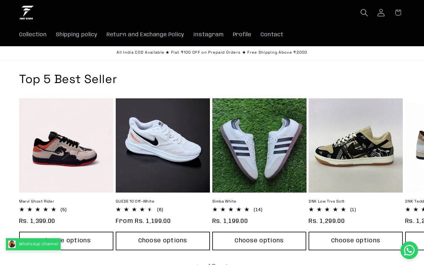 Thefootsteps homepage screenshot