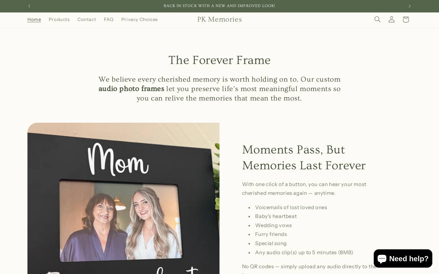 theforeverframes.com homepage screenshot