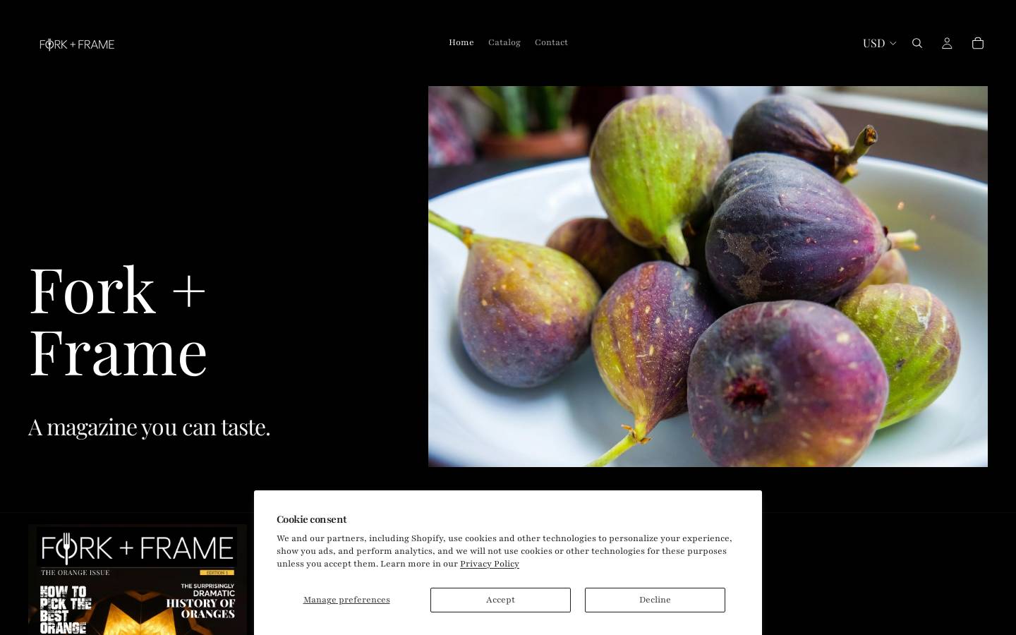 theforkandframe.com homepage screenshot
