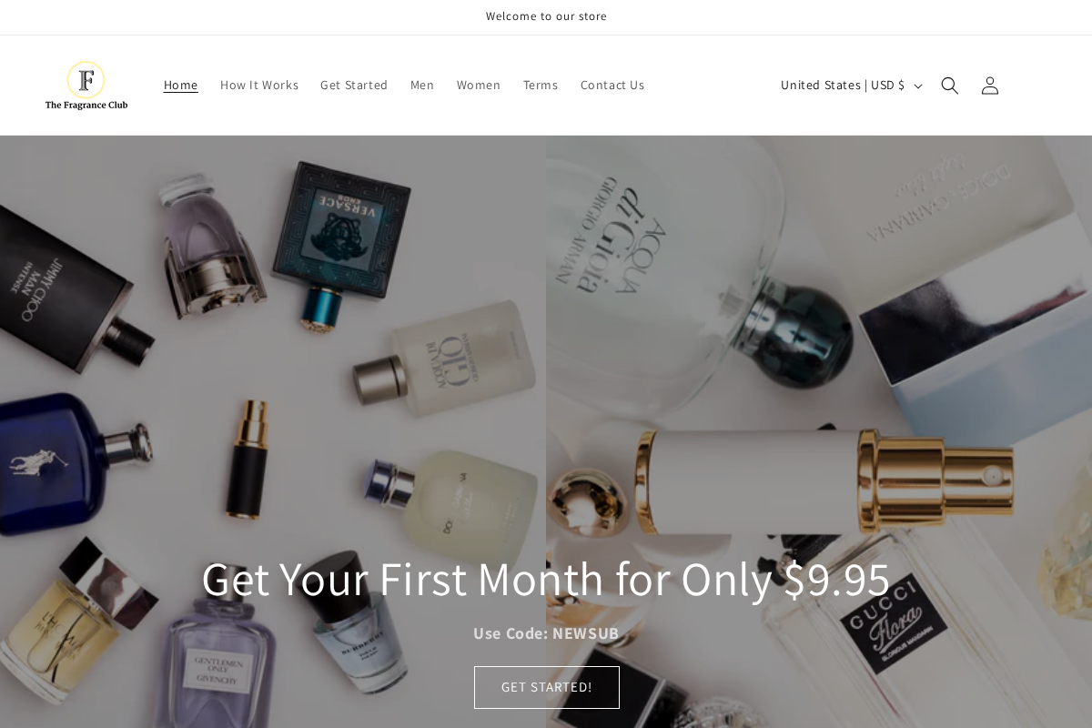The Fragrance Club homepage screenshot