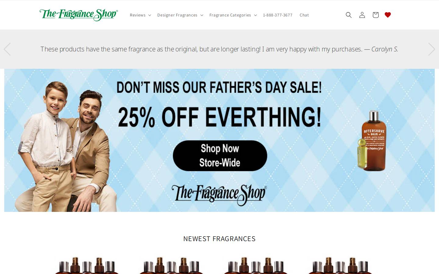 The Fragrance Shop homepage screenshot