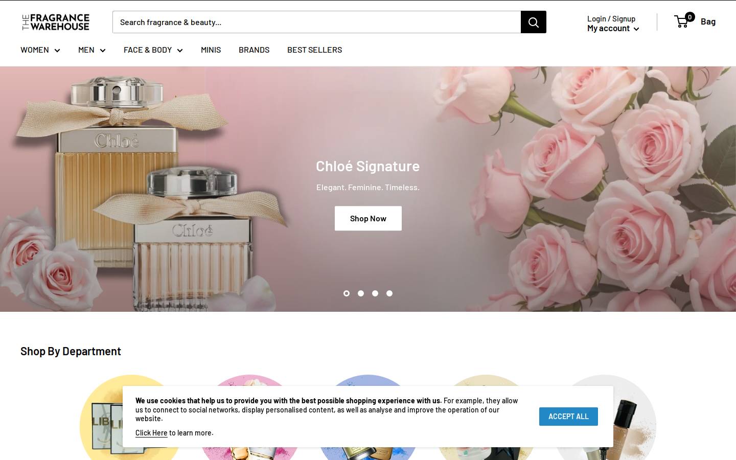 The Fragrance Warehouse homepage screenshot