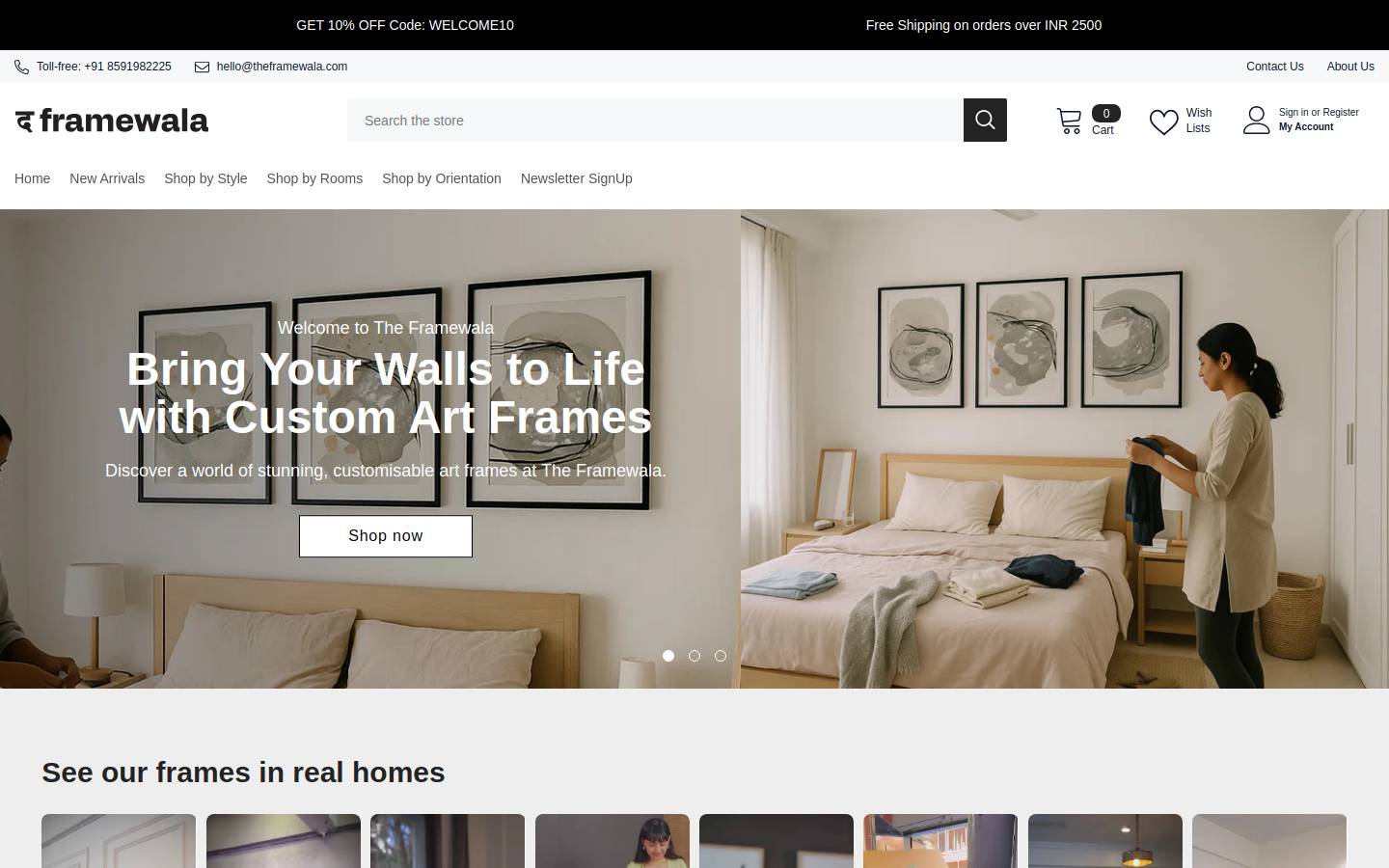 theframewala.com homepage screenshot
