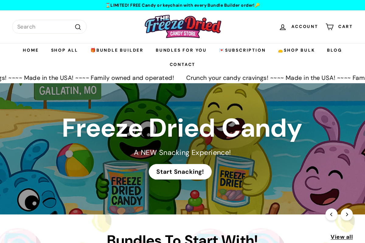 The Freeze Dried Candy Store homepage screenshot
