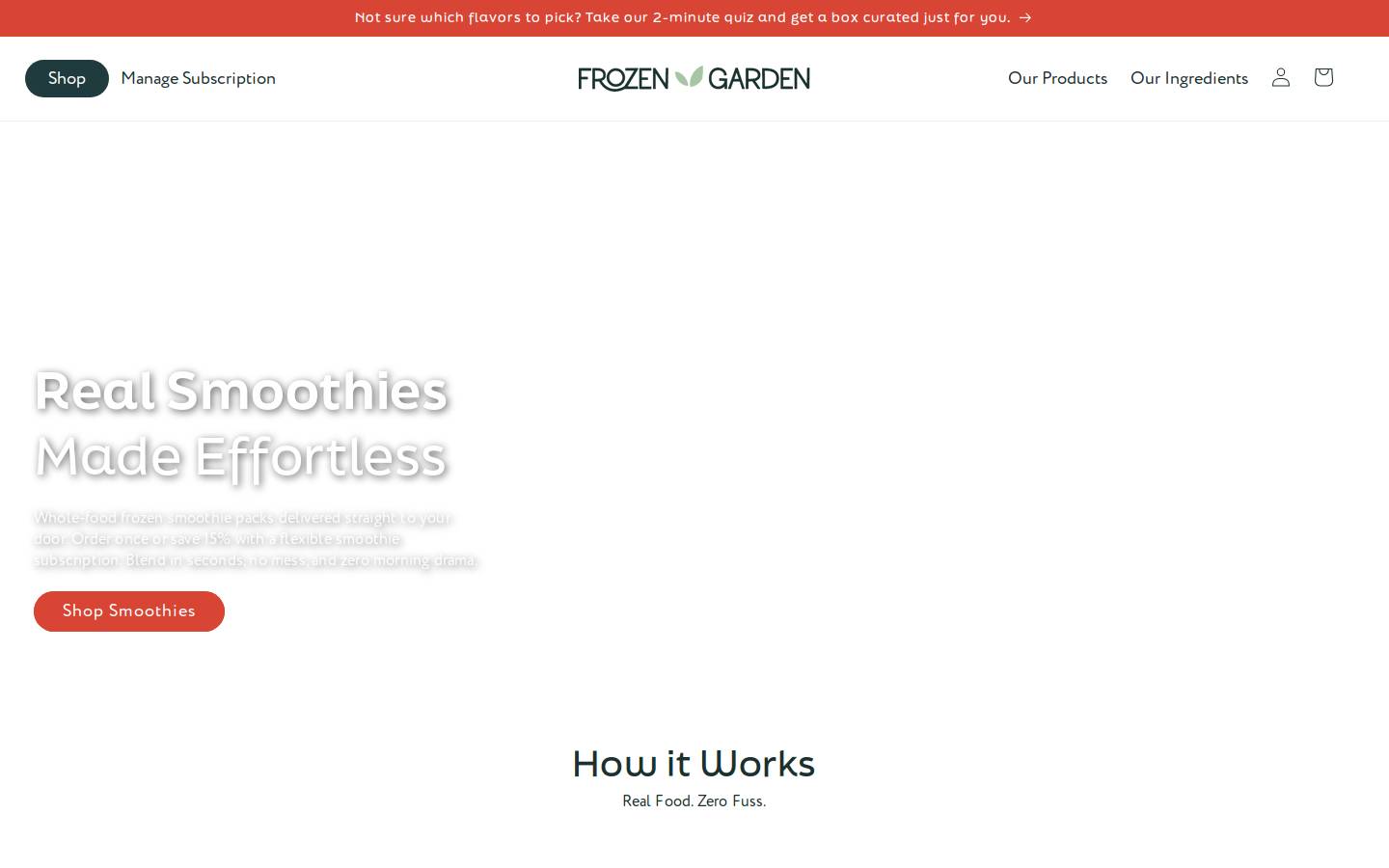 Frozen Garden homepage screenshot