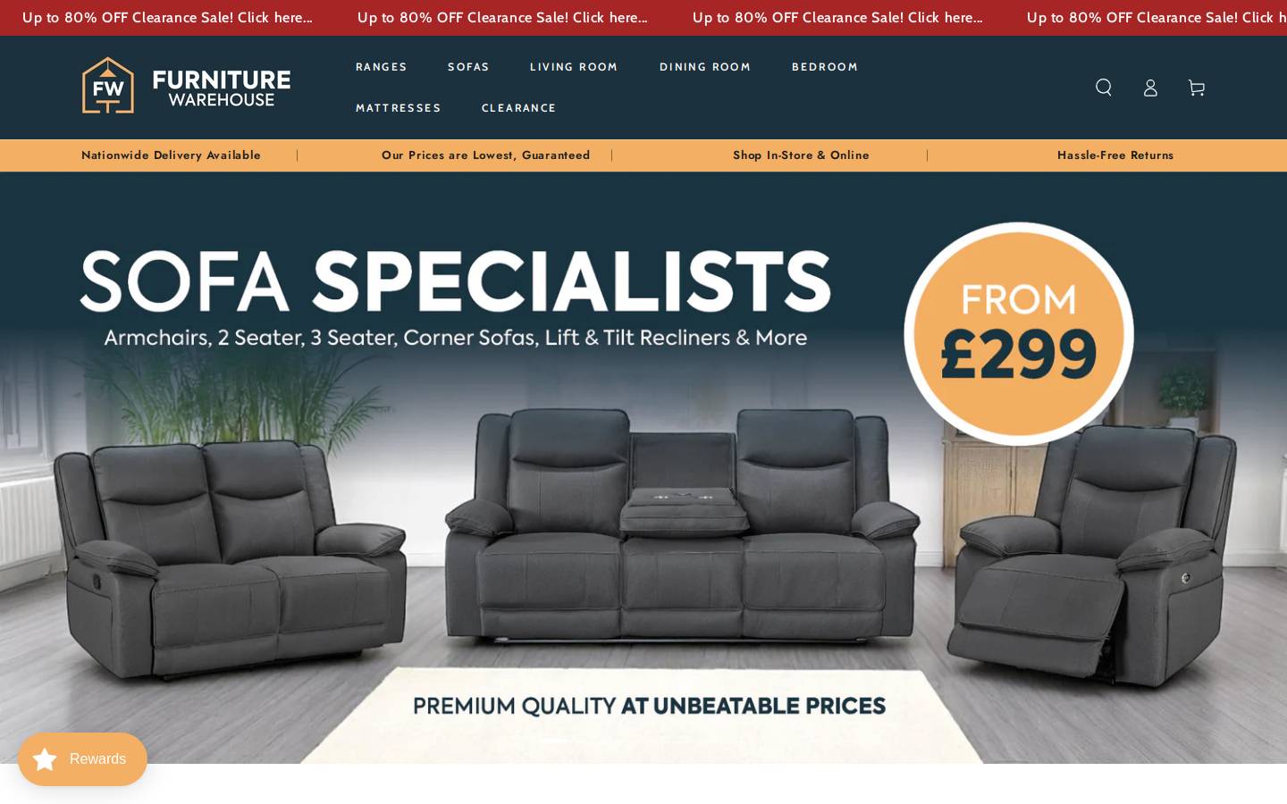 Thefurniture Warehouse homepage screenshot
