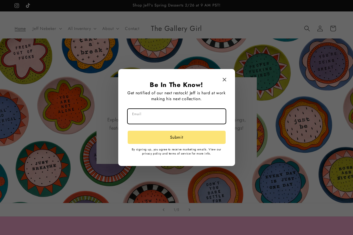 The Gallery Girl homepage screenshot