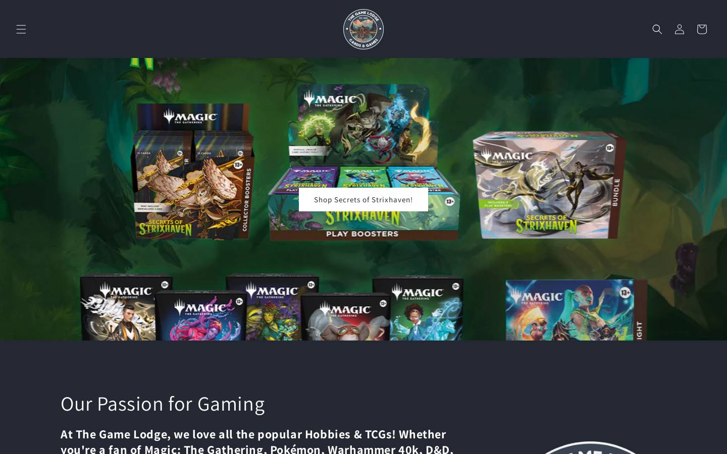 thegamelodge.store homepage screenshot