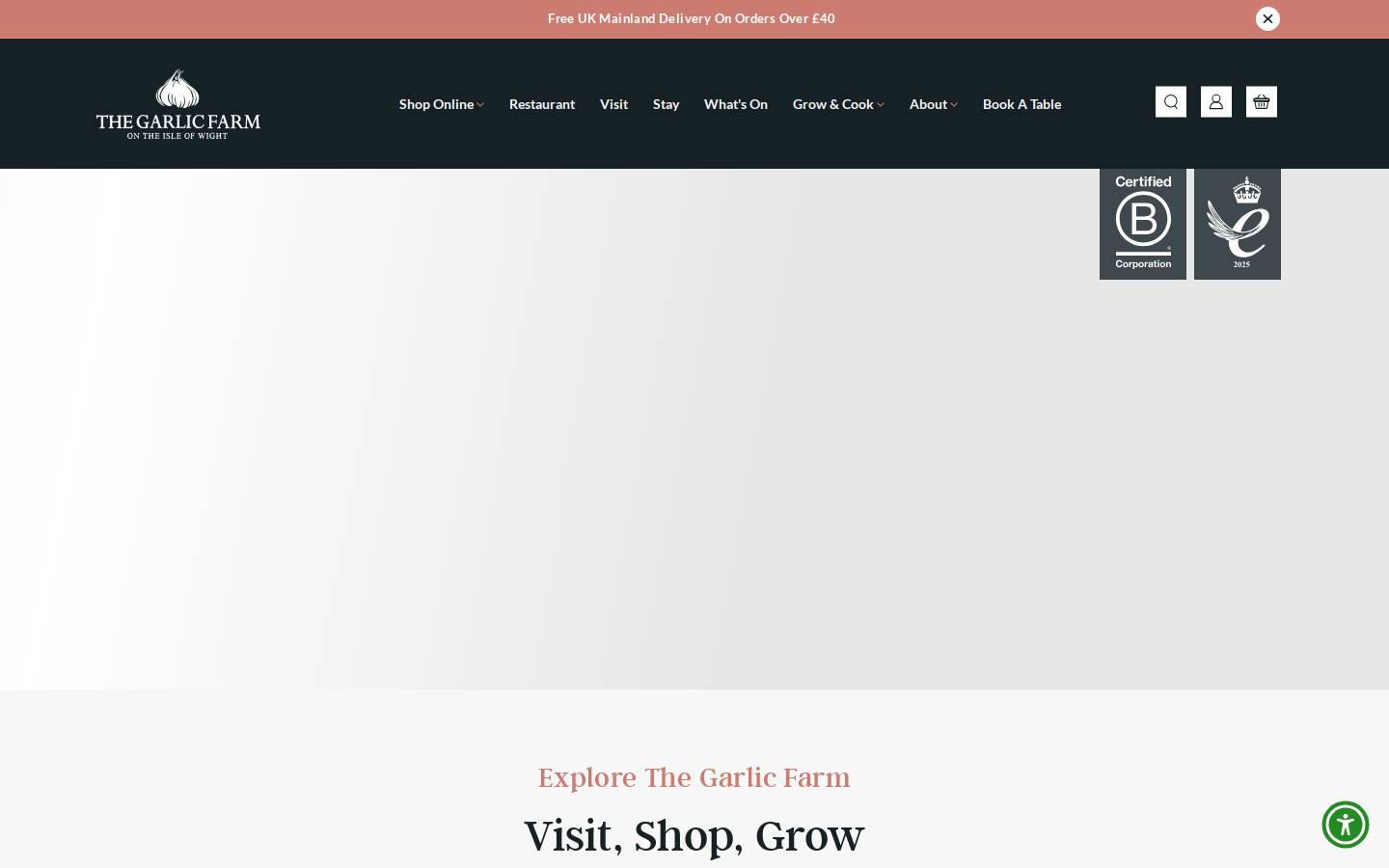 The Garlic Farm homepage screenshot