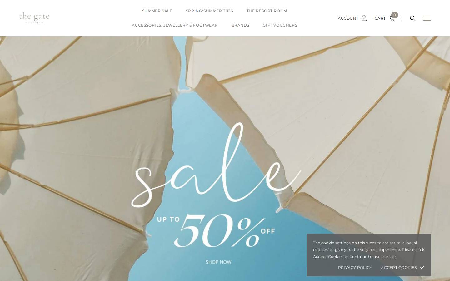 thegateboutique.co.uk homepage screenshot