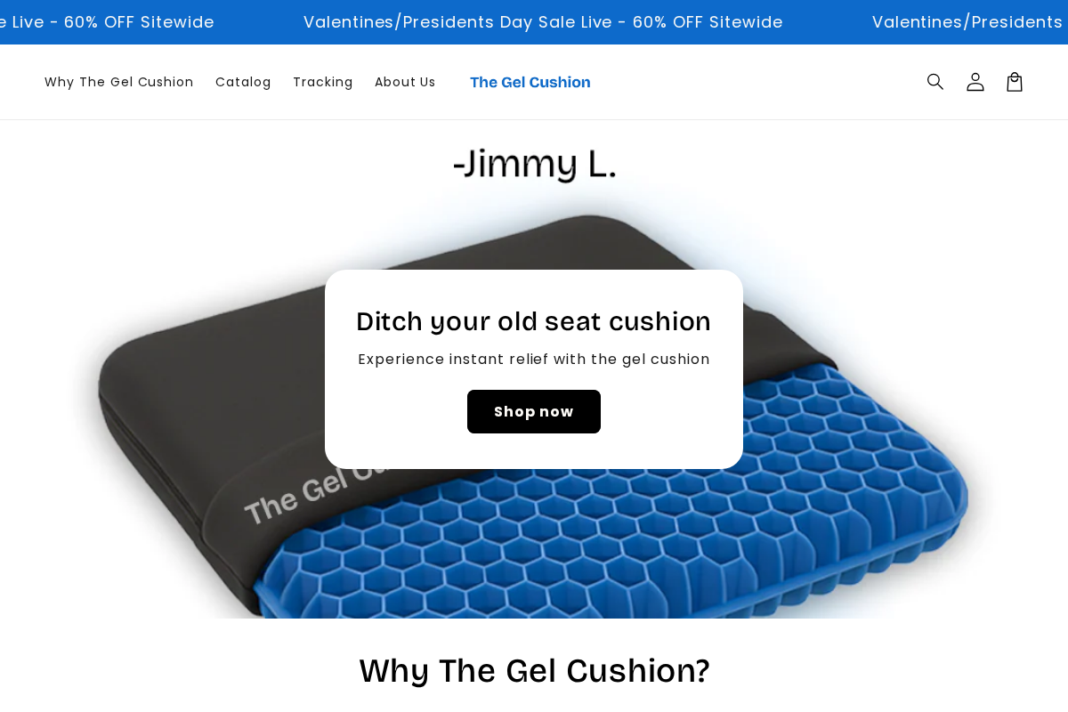 The Gel Cushion homepage screenshot