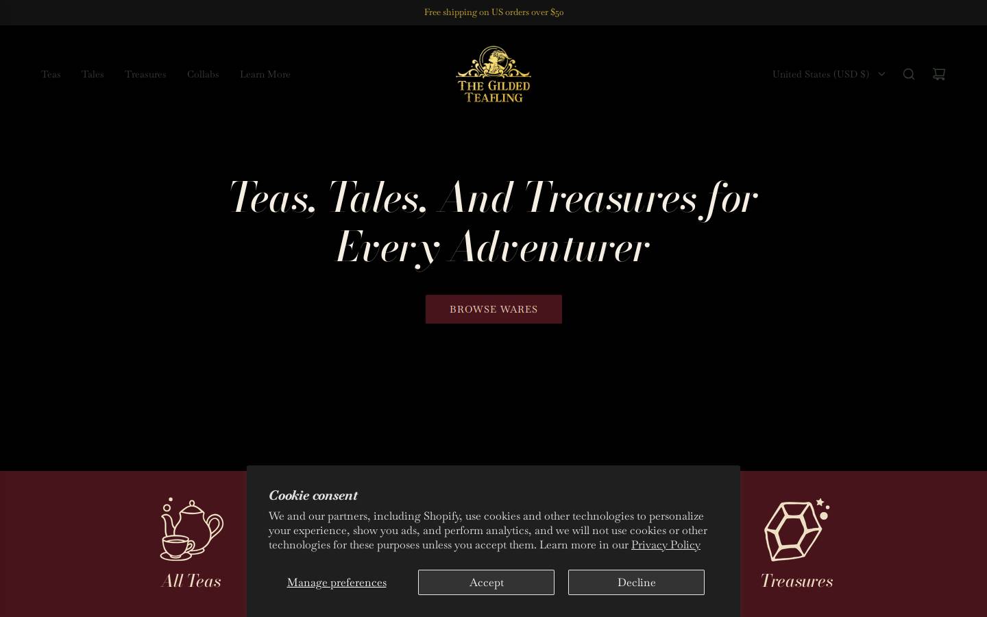 thegildedteafling.com homepage screenshot