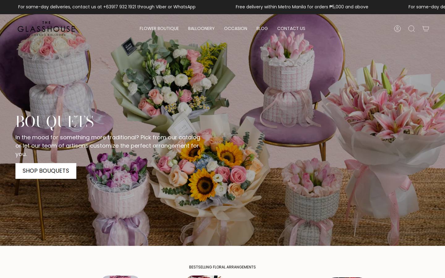 theglasshouseflowers.com homepage screenshot