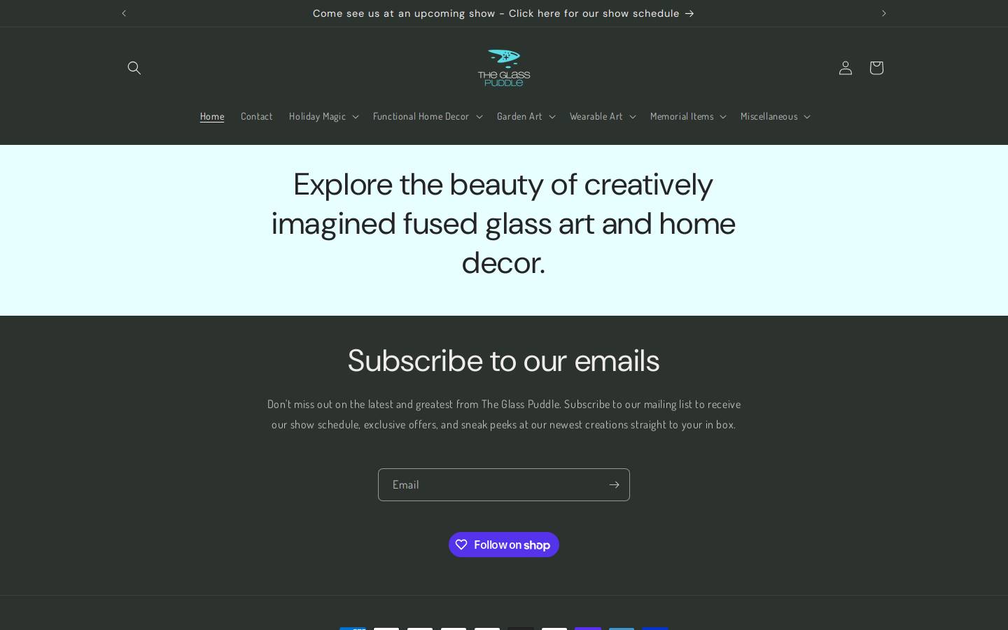 theglasspuddle.com homepage screenshot