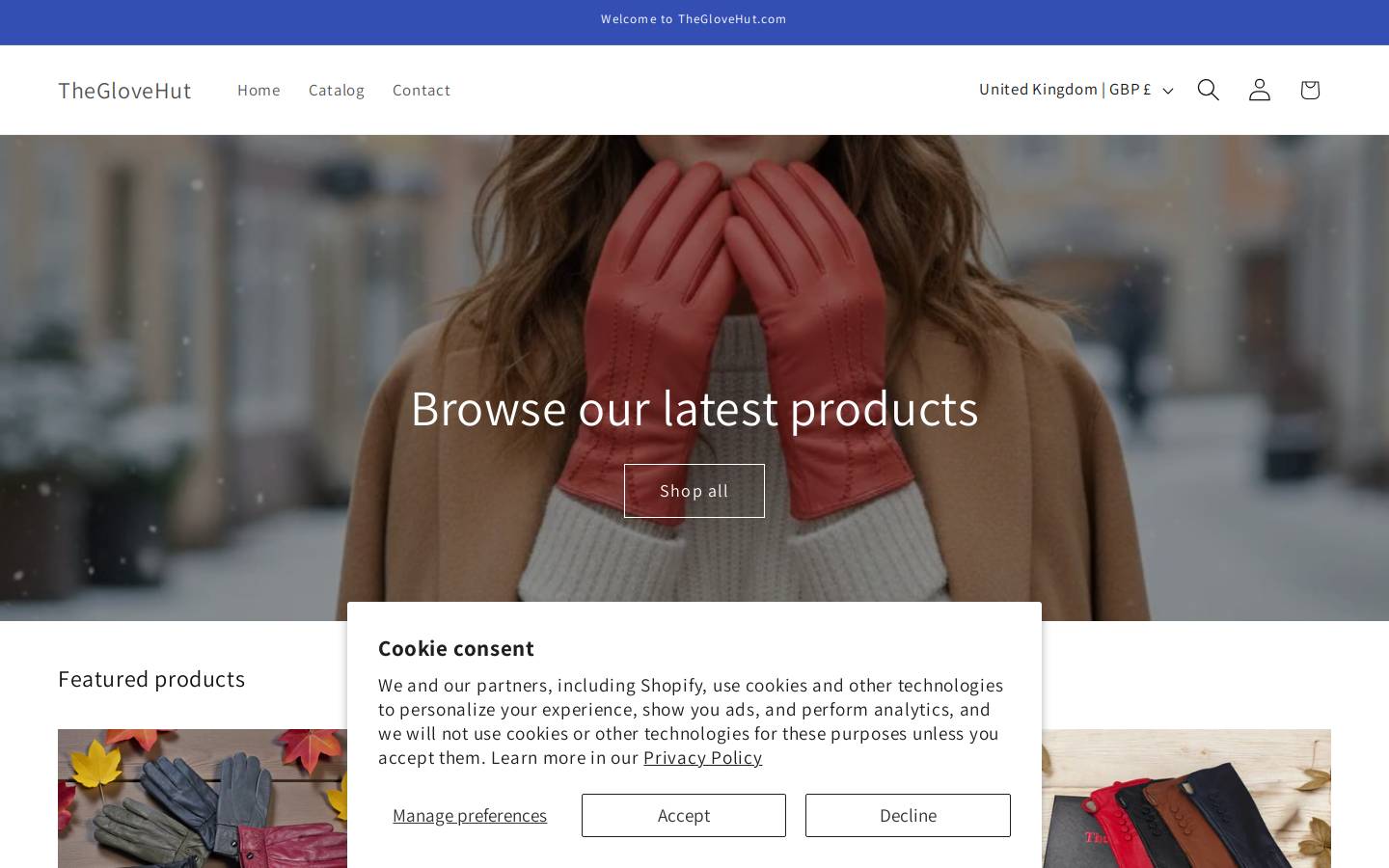 theglovehut.com homepage screenshot