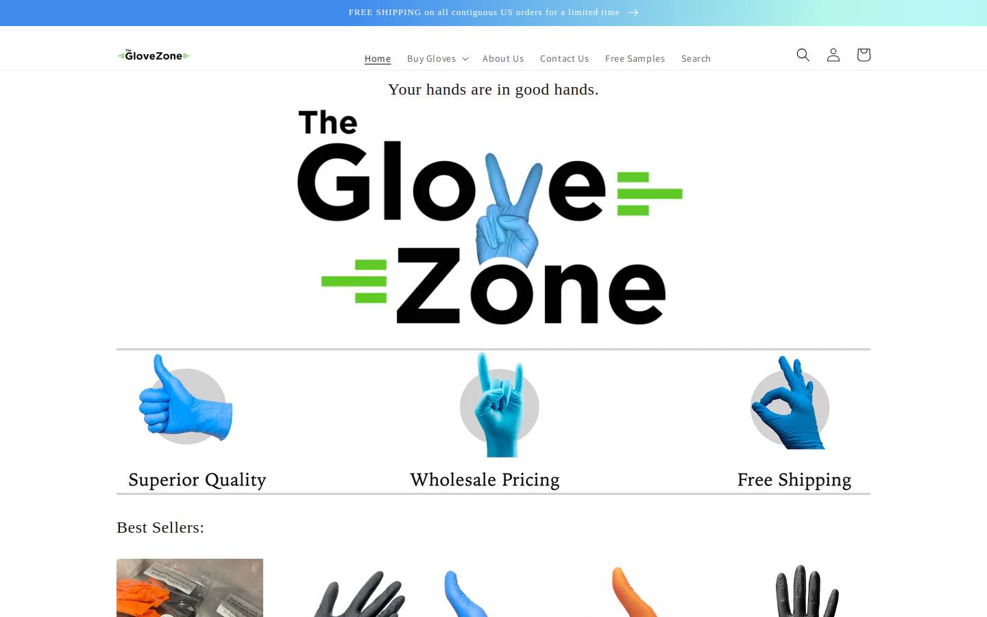 Theglovezone homepage screenshot