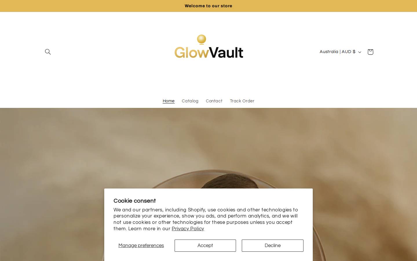 theglowvault.shop homepage screenshot