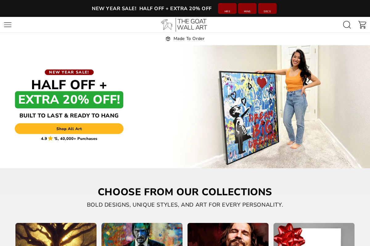 Thegoatwallart homepage screenshot
