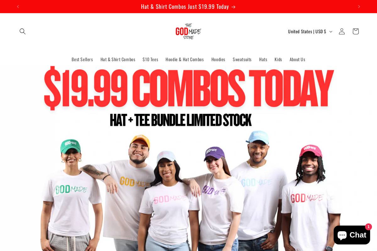 thegodmadestore.com homepage screenshot