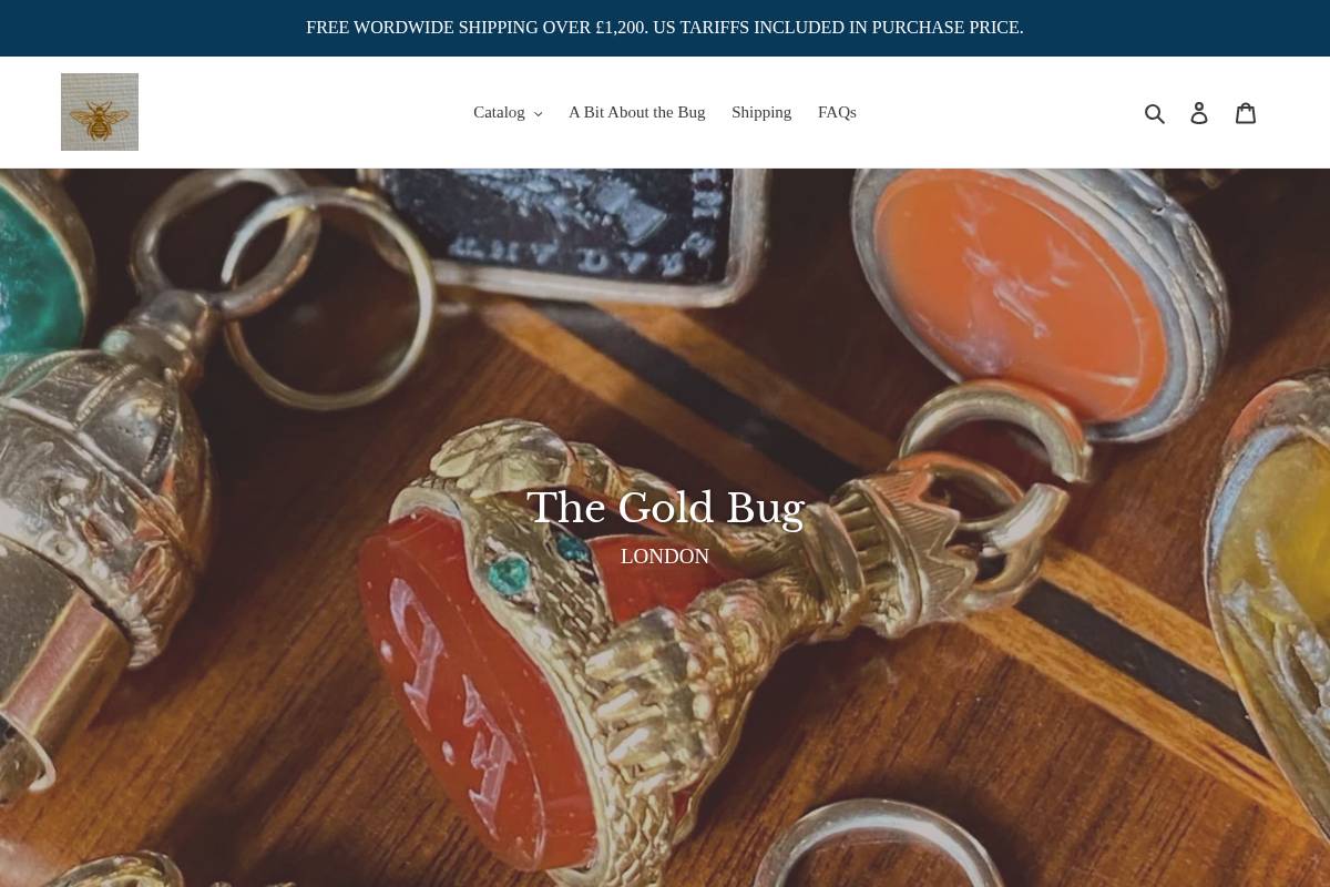 thegoldbuglondon.com homepage screenshot