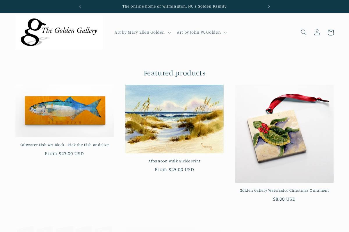 thegoldengallery.com homepage screenshot